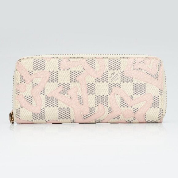 Louis Vuitton Damier Azur Tahitienne Rose Clemence Zippy Wallet - Picture 1 of 9